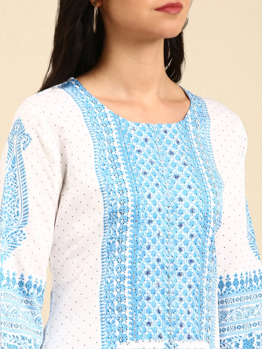 Women's White Printed Kurta Set