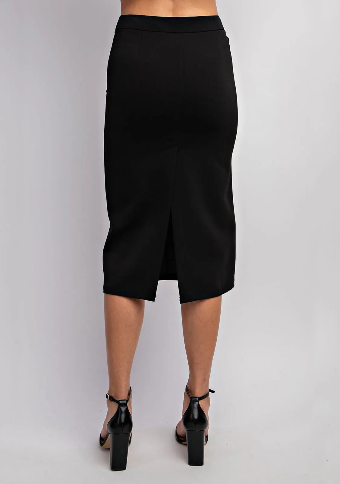 Woven Midi Skirt With Front Pocket