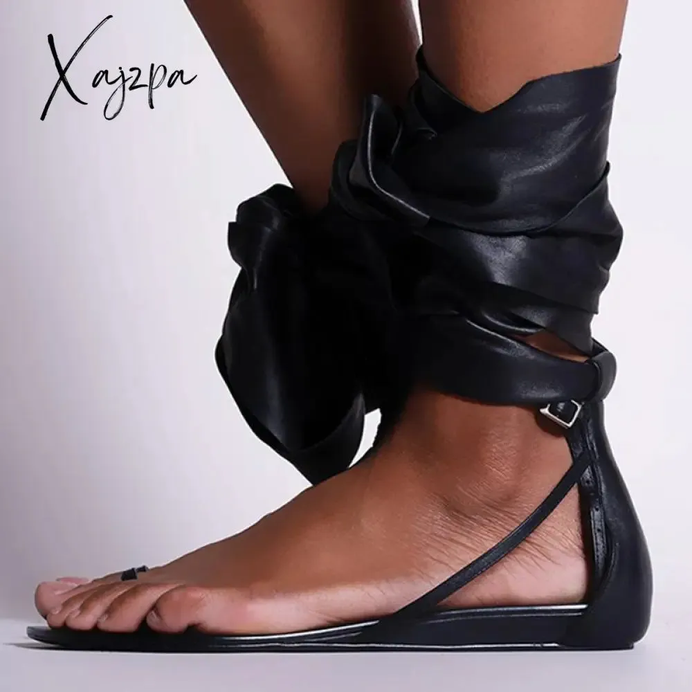 Xajzpa - Women's Sandals Strappy Flip Flop Sandals Summer Ankle Wrap Flat Sandals