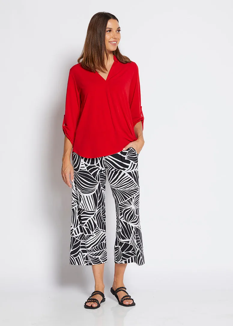 Yogi jersey wide leg culotte in Palm print