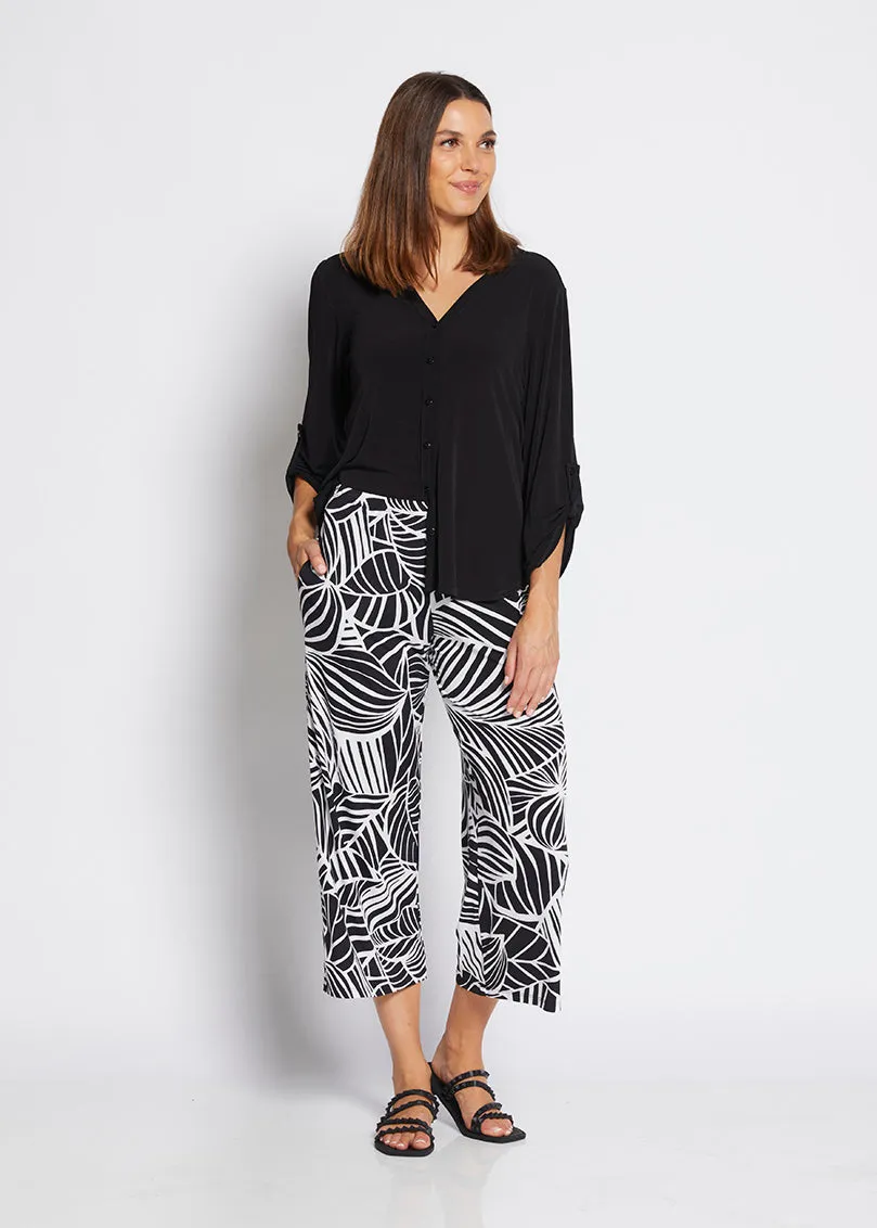 Yogi jersey wide leg culotte in Palm print