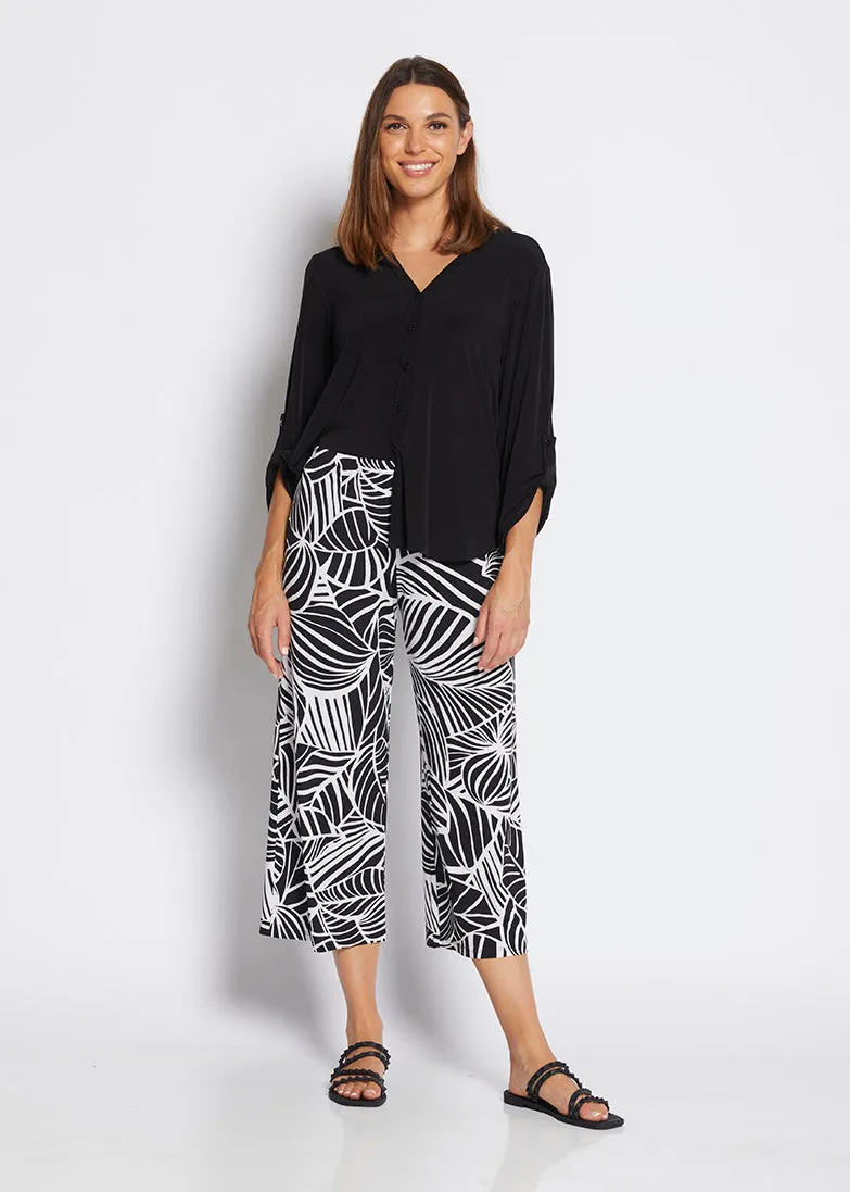 Yogi jersey wide leg culotte in Palm print