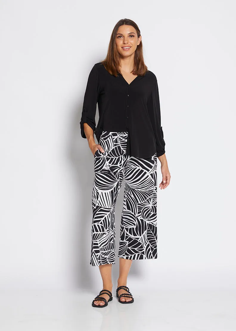 Yogi jersey wide leg culotte in Palm print