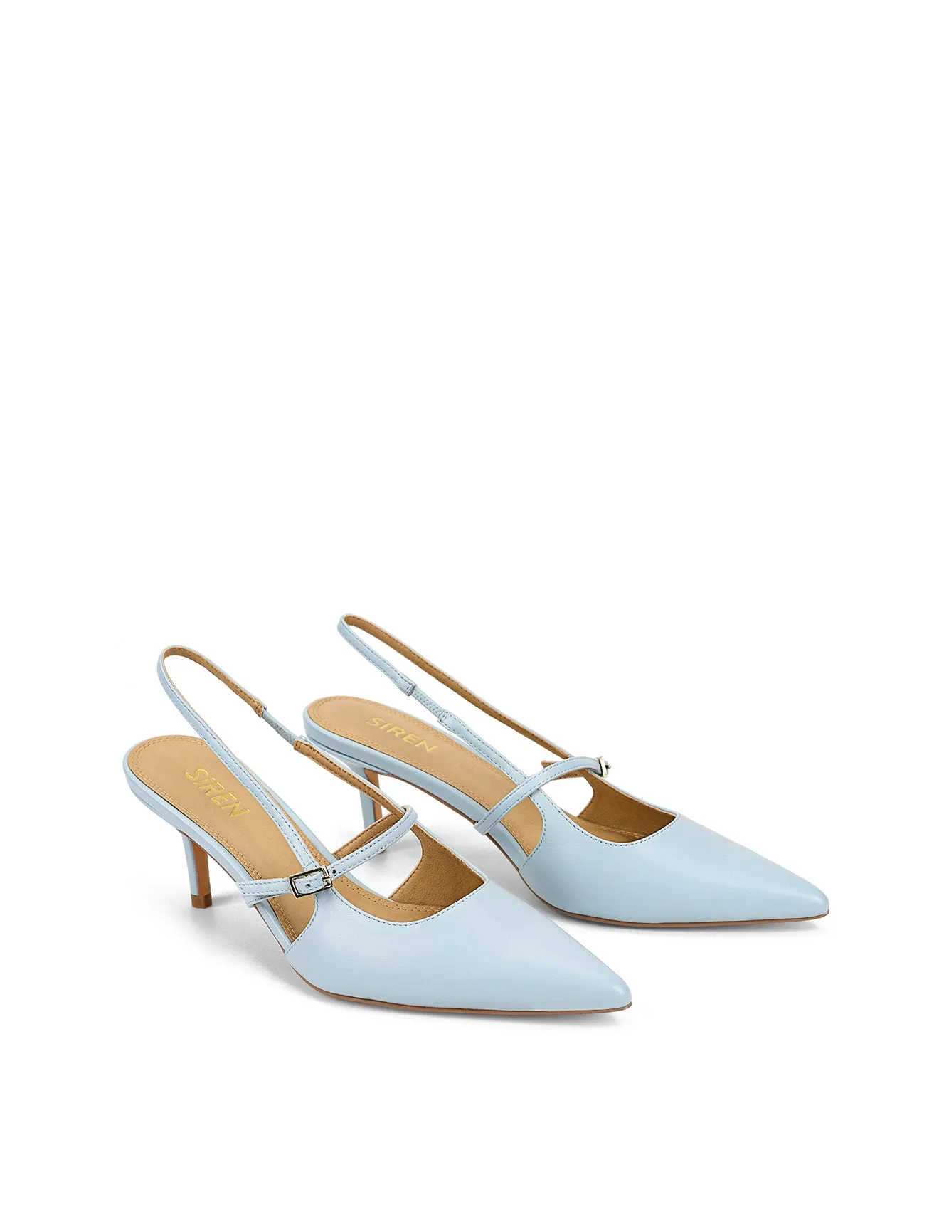 York Slingback Heel - Pale Blue Leather