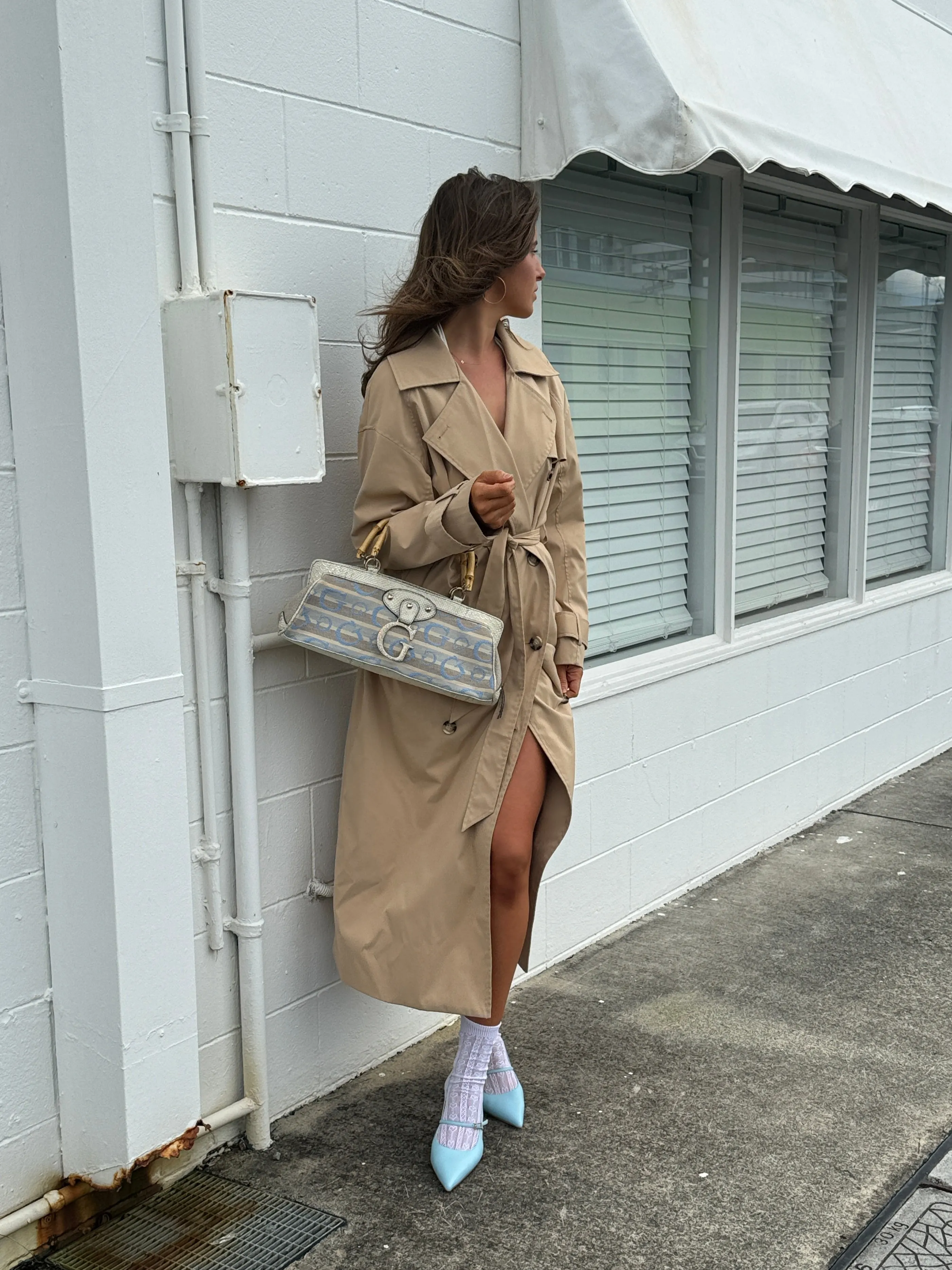 York Slingback Heel - Pale Blue Leather